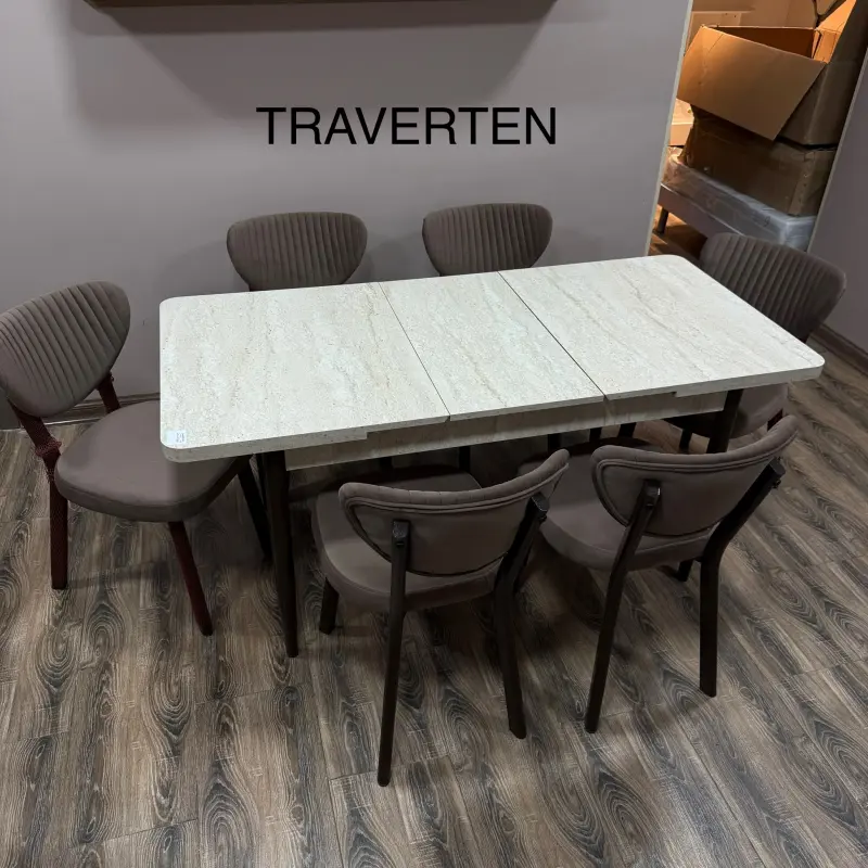 JANISA Traverten | Комплект Кухонный Стол + 6 Стульев