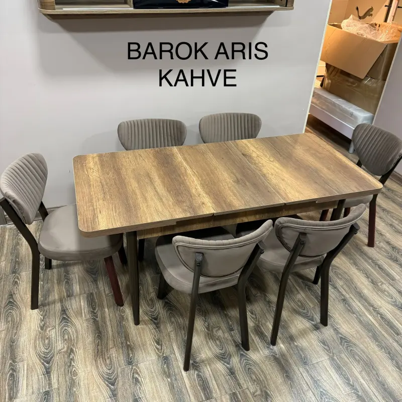 Janisa Barok Aris Kahve | Kitchen Table Set 6 Chairs Turkish Quality