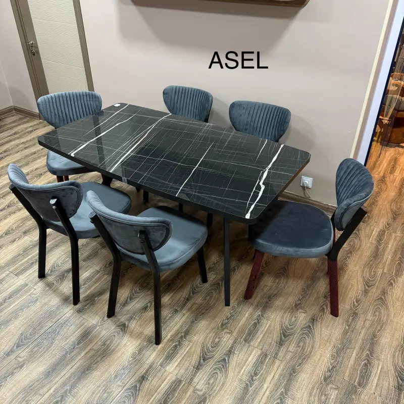 Janisa Asel | Kitchen Table Set 1 Table + 6 Chairs