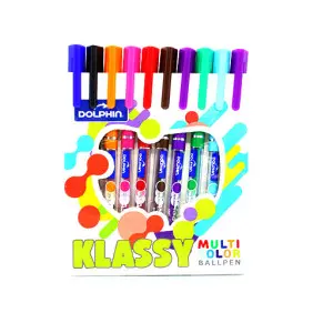 DOLPHIN BK-00053903 | Ballpoint Pen Set 10 Colors 0.7 mm