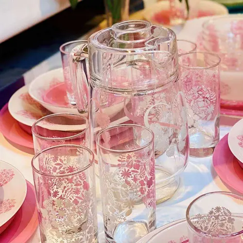 Luminarc X0254 | Drinkware Set 7 Pieces Jolie Coeur Pink