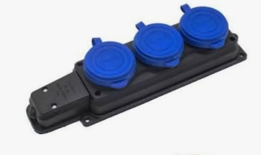 Triple Socket Outlet Blue Protective Covers