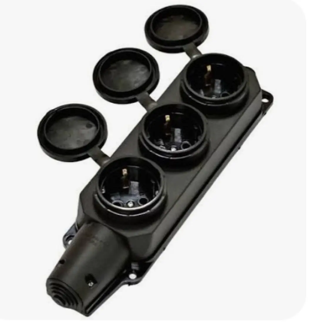 Three-Gang Socket Outlet Black Protective Covers