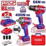 Emtop ECKL20275 | Cordless Impact Wrench & Screwdriver Combo 400Nm 20V