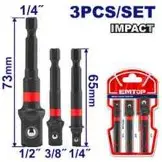 Emtop EBST365A01 | Drill Socket Set 3 pcs High-Grade Steel
