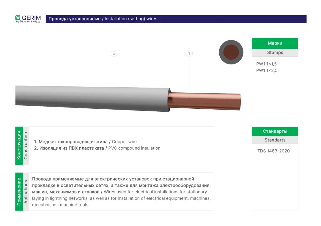 Gerim ПВ1 1x2,5 | Провод с ПВХ изоляцией 2,5 мм²