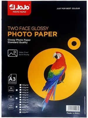 JOJO  | A3 Lyuks Fotosurat Kagyzy Iki Taraplaýyn 120g 50 Sany