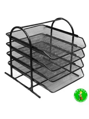 Unbranded N/A | Horizontal Desk Tray 4-Level Metal Mesh Black