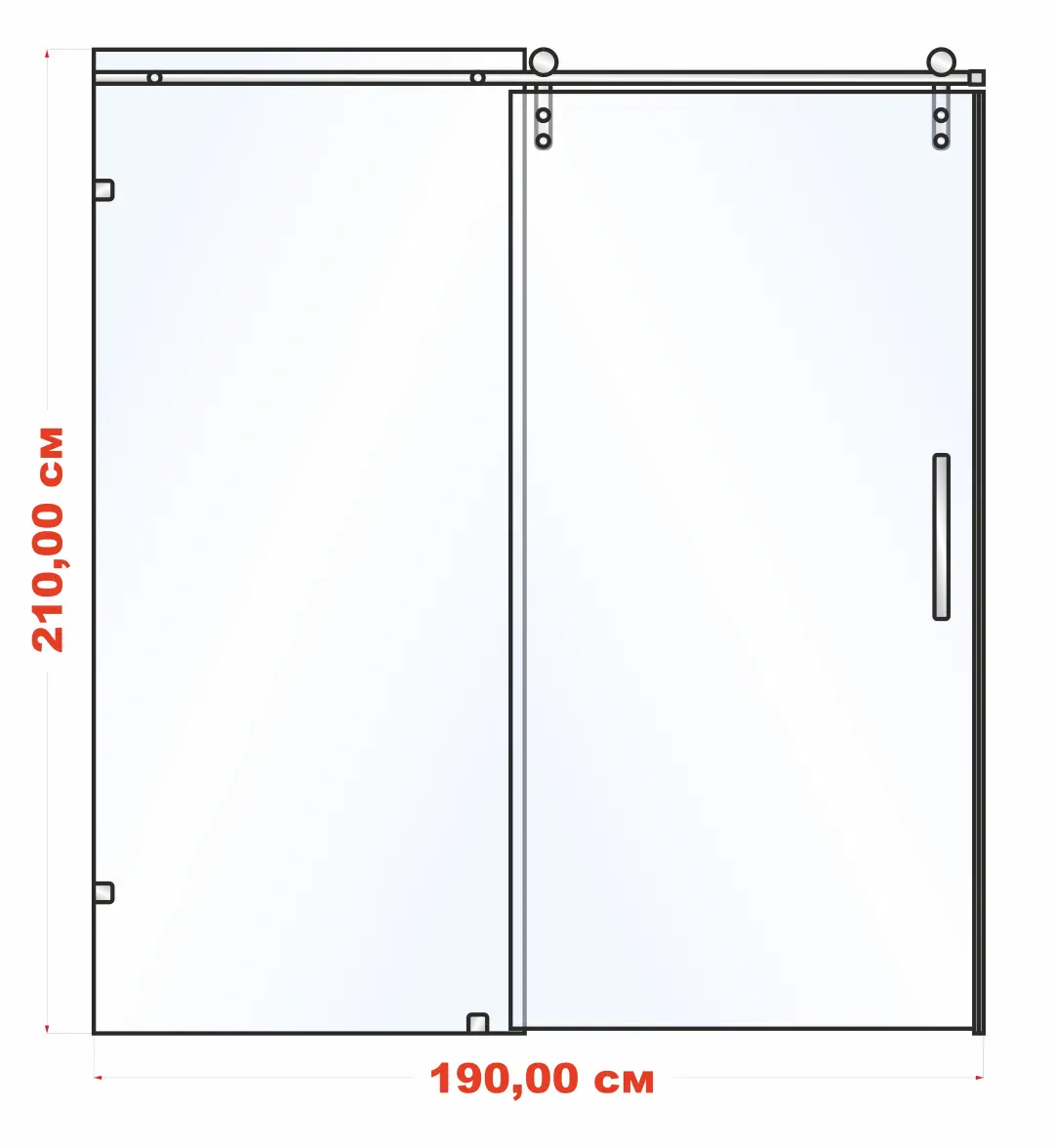 Shower Partition Sliding System 190 cm x 210 cm 10 mm Glass