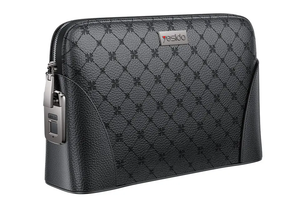 YESIDO WB56 | Clutch Bag Fingerprint Lock Leather Black