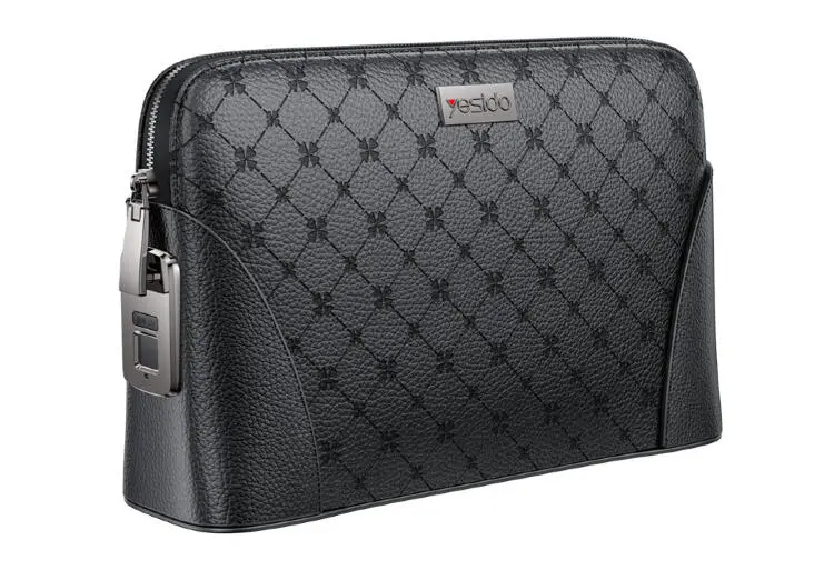 YESIDO WB56 | Clutch Bag Fingerprint Lock Leather Black