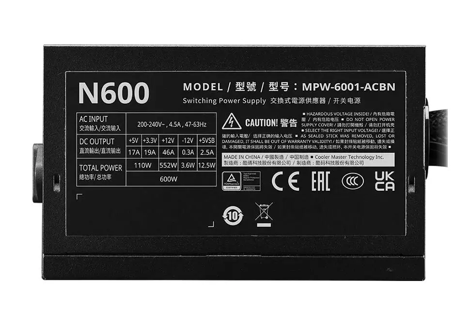 Cooler Master PSUCMN600W | ATX Tok Üpjünç 600W 80 Plus