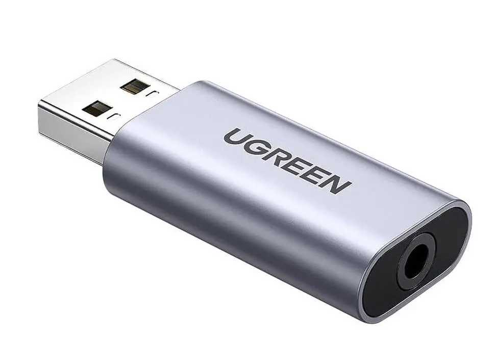 UGREEN USBSCUGCM383 | USB Sound Card Stereo + Mic Input Grey
