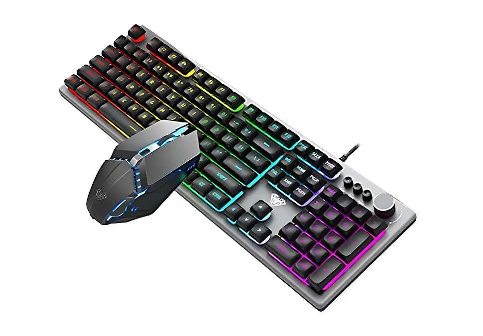 AULA KBAT200 | Oýun klawiaturasy + syçanjyk toplumy, ýagtylandyryjy ENG/RUS simli