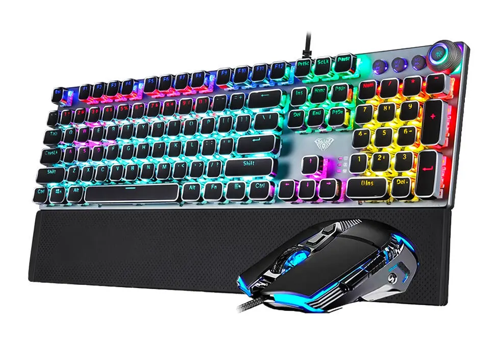 AULA KBAT500BLK | Игровой комплект клавиатура + мышь с RGB-подсветкой
