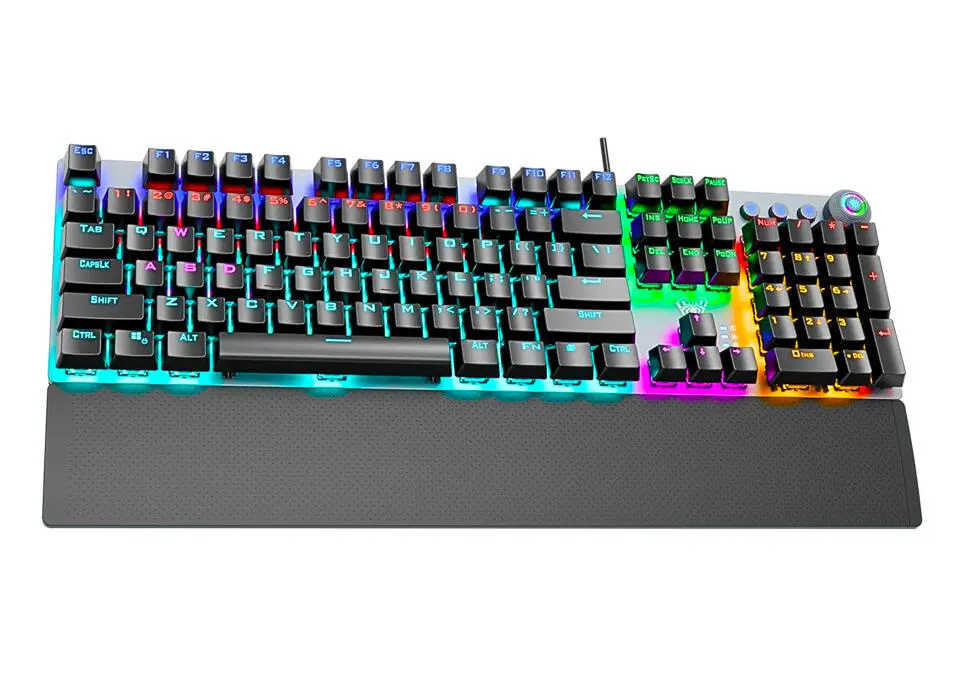 AULA KBAF2058 | Kabel arkaly oýun klawiaturasy RGB ENG/RUS Gara