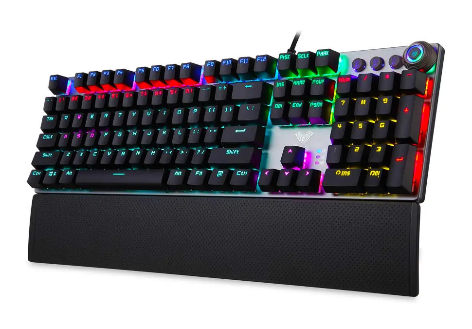 AULA KBAF2058 | Kabel arkaly oýun klawiaturasy RGB ENG/RUS Gara