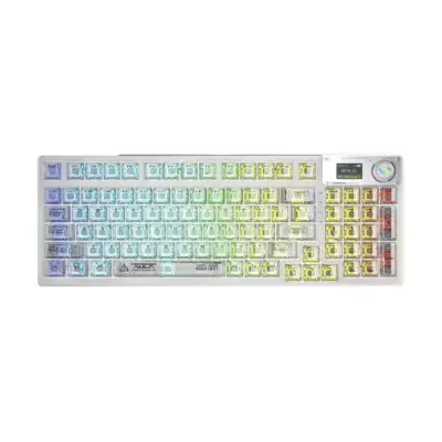 AULA F99 | Simli oýun klawiaturasy ENG/RUS yşyklandyrylyşy ak+mawy