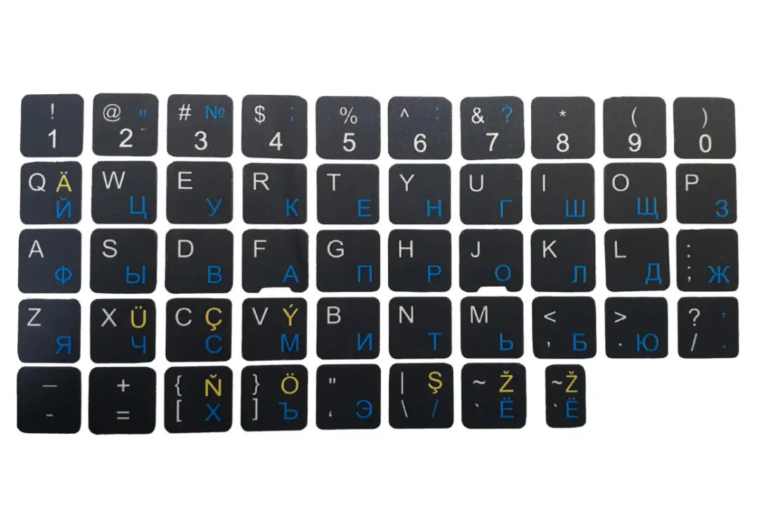 GOOD QUALITY KBSTGQBLK | Keyboard Sticker RUS-ENG-TM Black