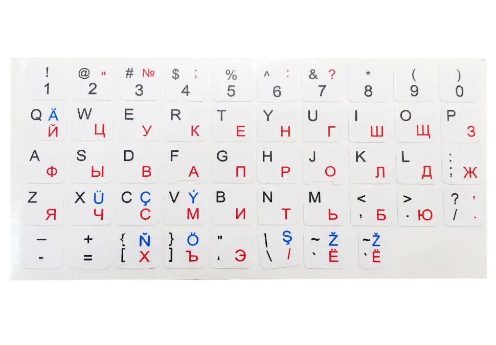 GOOD QUALITY KBSTBQWH | Keyboard Sticker RUS-ENG-TM White