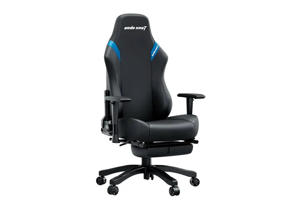 ANDASEAT CHANAD18T-44-BS-PV | Gaming Chair Leather Black-Blue 110 kg Footrest