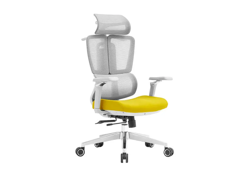 NOEL CHNOAPHGGR | Office Chair Mesh+Fabric 3D Headrest 4D Armrest Grey-Yellow