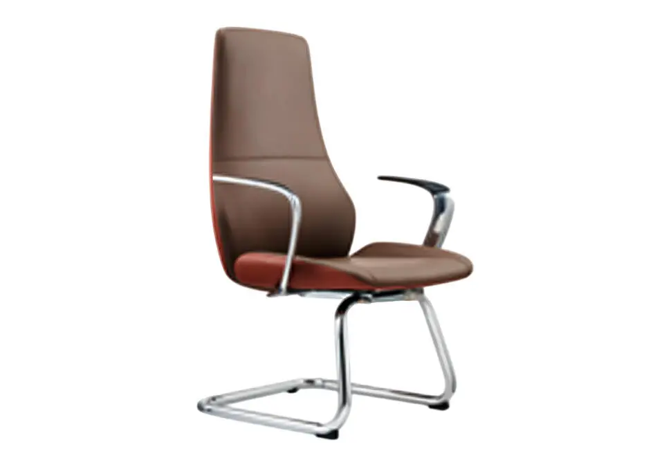 NOEL OCHCALVBR | Visitor Chair Leather Mid Back Metal Base Brown