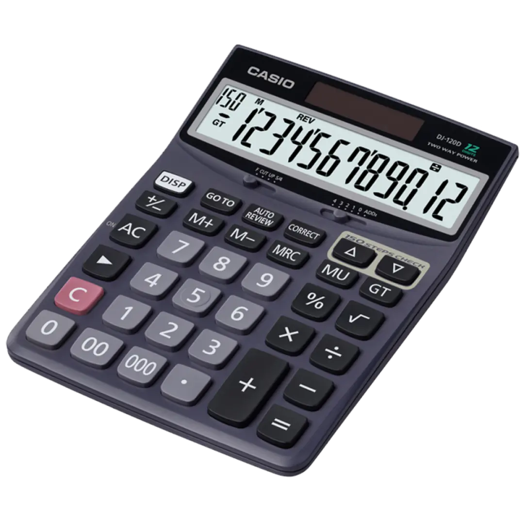 Casio DJ-120D Plus | Calculator 12-Digit Large Display Black
