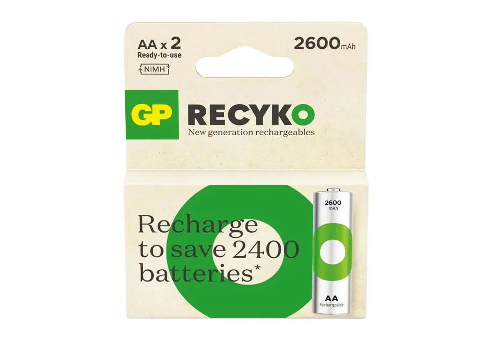 GP Recyko+ GP270AAHCE-2GBE2 | AA Rechargeable Battery 2600 mAh 2-Pack