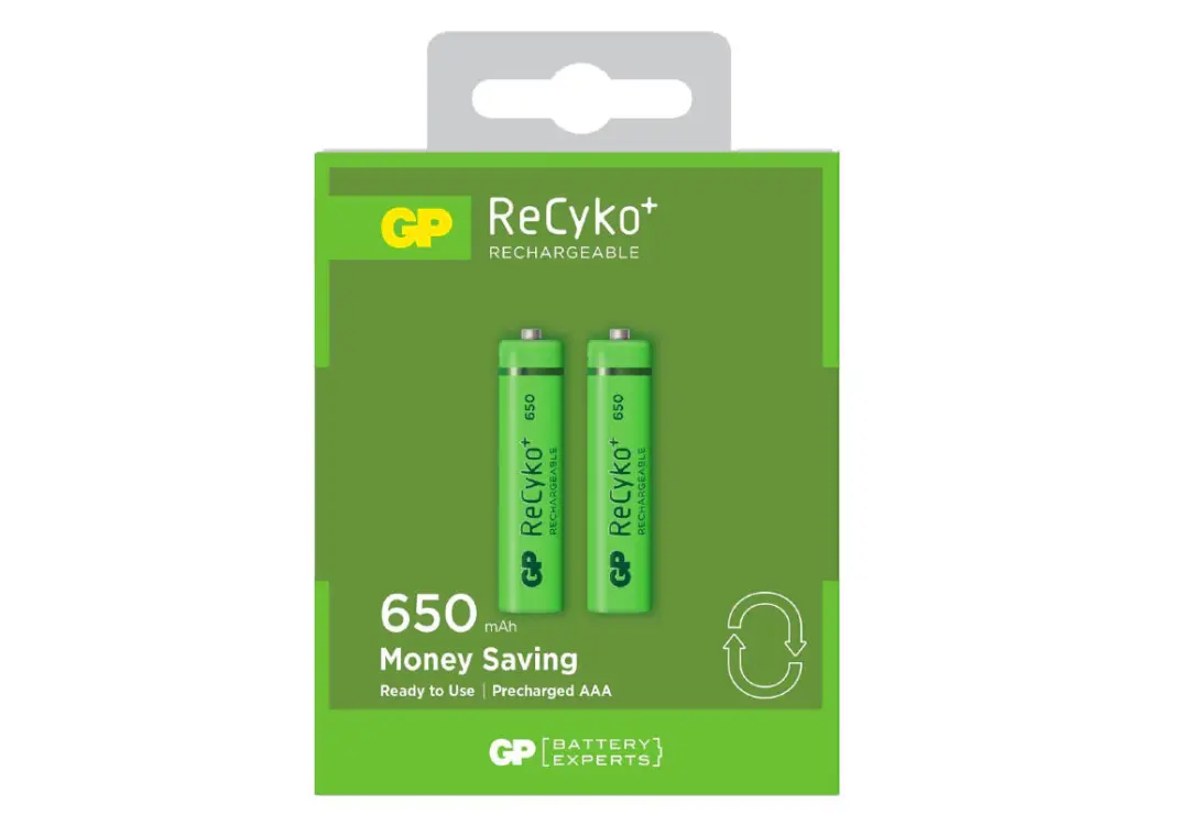GP ReCyko+ GP65AAAHCE-2GBE2 | Rechargeable AAA Battery 650mAh Pack of 2