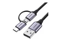 UGREEN CBLUG30875 | Mobil Telefon Kabeli 2in1 USB 2.0 Type-C/MicroUSB 1m