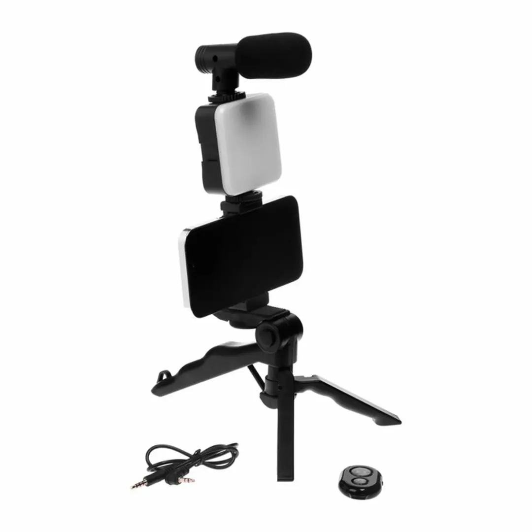 AY-49 MOBTRAY49 | Video Making Kit Tripod Light Mic Black