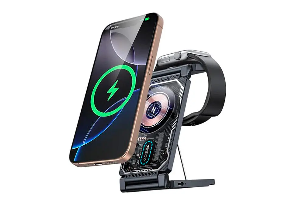 Yesido DS25 | Simsiz Zarýadka Enjamy 15W RGB Gara Açyk