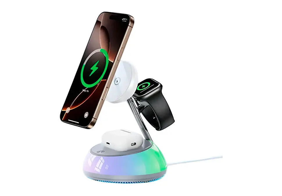 YESIDO DS31 | Wireless Charger 15W RGB for iPhone/Apple Watch/AirPods