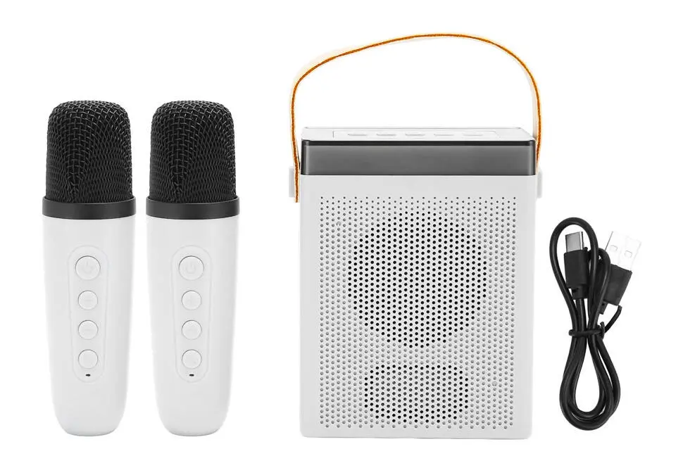 PORTABLE SPEAKER SPOPK16WH | Göçme gürleýji iki simsiz mikrofon RGB