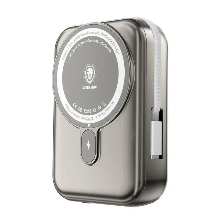 Green Lion PBGL9904907091660 | Power Bank 10000mAh 20W MagSafe Blue Titanium