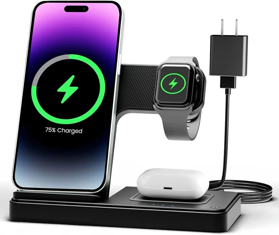 WIWU WI-W001 | Üçlü Simsiz Zarýad 30W iPhone, Apple Watch, AirPods üçin
