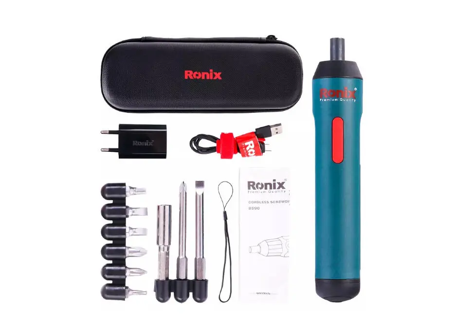 Ronix RON8591 | Cordless Screwdriver 3.6V 2000mAh 9 Nozzles