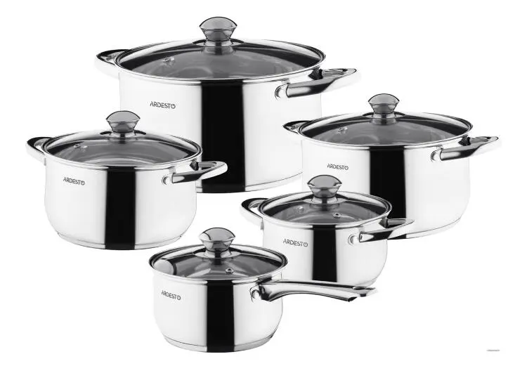 Ardesto COOKARDAR1910PS | Stick Cookware Set 10-Piece Stainless Steel