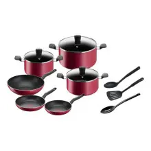 TEFAL COOKTEF12SET | Набор посуды антипригарный стальной 12 предметов красный