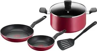 Tefal COOKTEF5SET | Cookware Set Non-Stick 5 pcs Red Steel