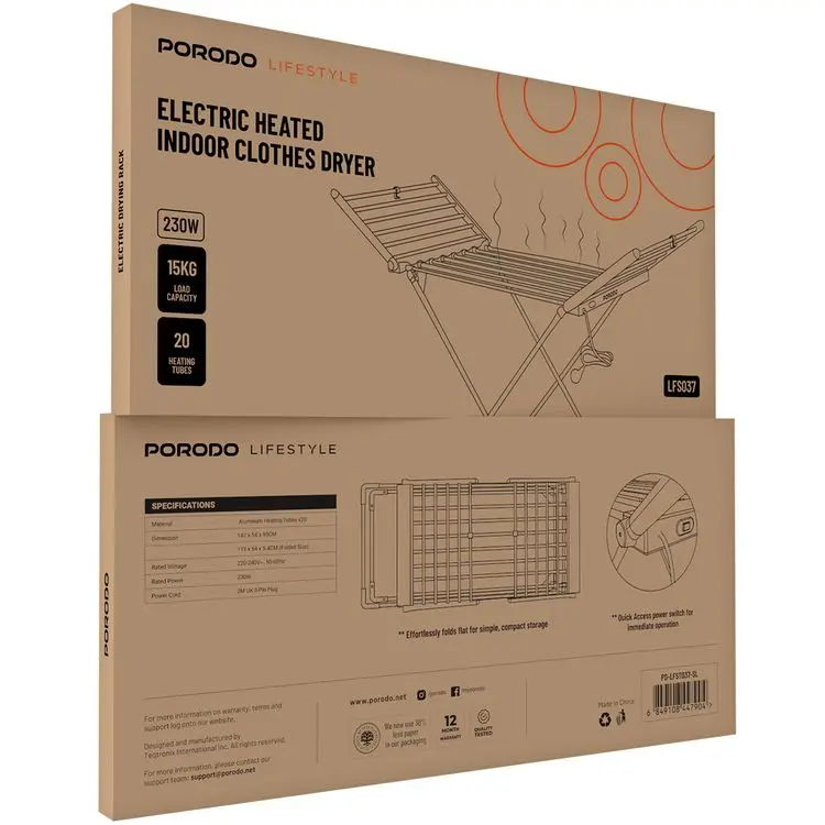 Porodo Lifestyle PD-LFST037-SL | Egin-eşik guradyjy 230W 2m kümüş