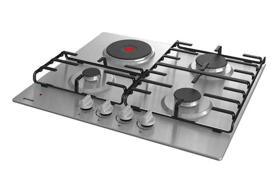 Gorenje HOBGORGE681X | Built-In Hob 3 Gas + 1 Electric, 600x520 mm Stainless Steel