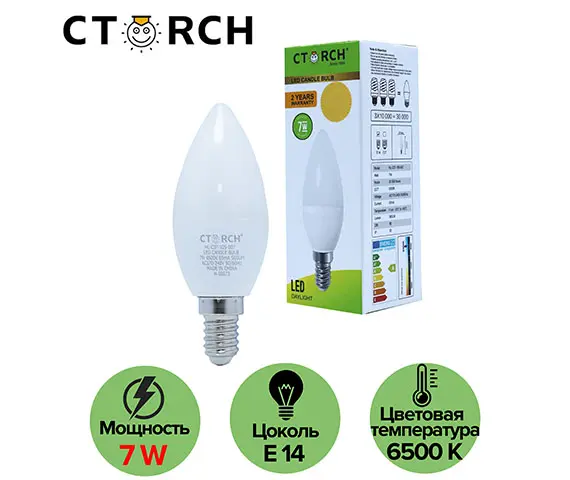 CTORCH 153.09.E01.L01.CTORCH006 | LED Candle Bulb E14 7W 6500K
