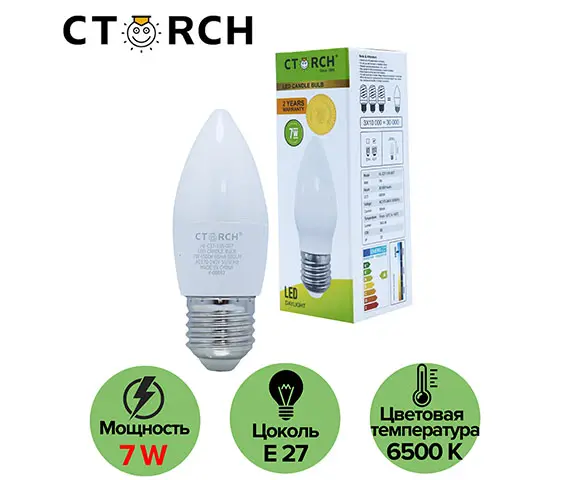 CTORCH 153.09.E01.L01.CTORCH005 | LED лампа свеча E27 7Вт 6500K