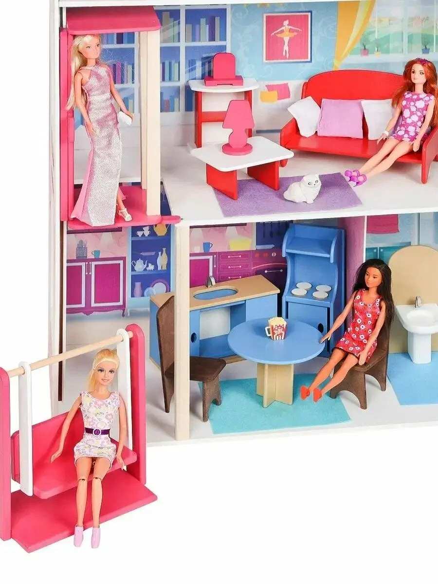 Muza 4601504031512 | Agaçdan gurjak öýi 3 gatly 16 bölek