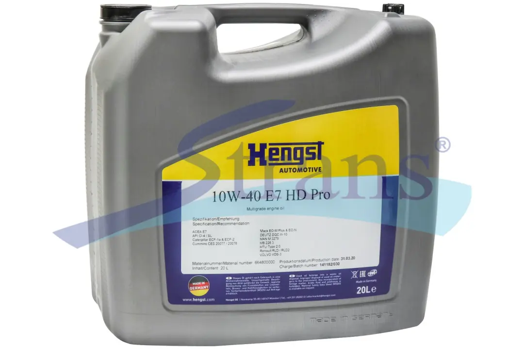 HENGST OIL 664800000 | Motor Oil 10W-40 20L Heavy Duty Synthetic Blend