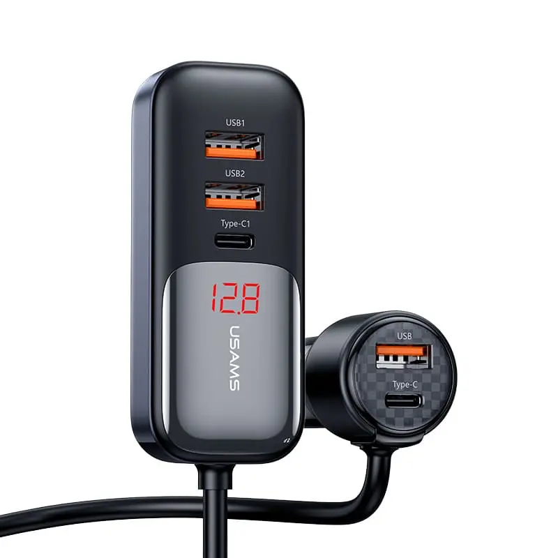 Usams S-CC213 C40 | Car Charger 165W 5 Ports Digital Display