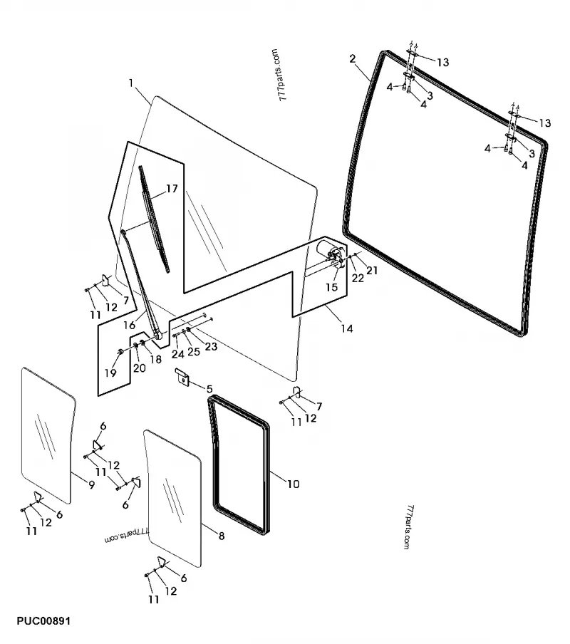 John Deere NF101421 | Windshield Tempered Safety Glass