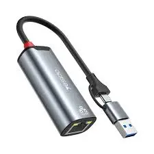Yesido HB26 | Адаптер 2 в 1 на RJ45 USB/Type-C Гигабитный Ethernet